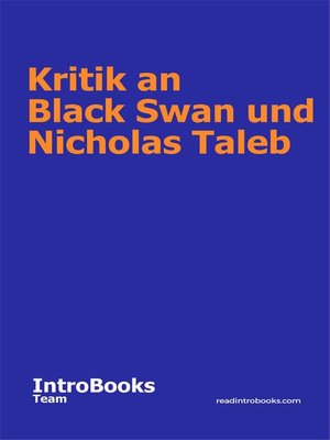 cover image of Kritik an Black Swan und Nicholas Taleb